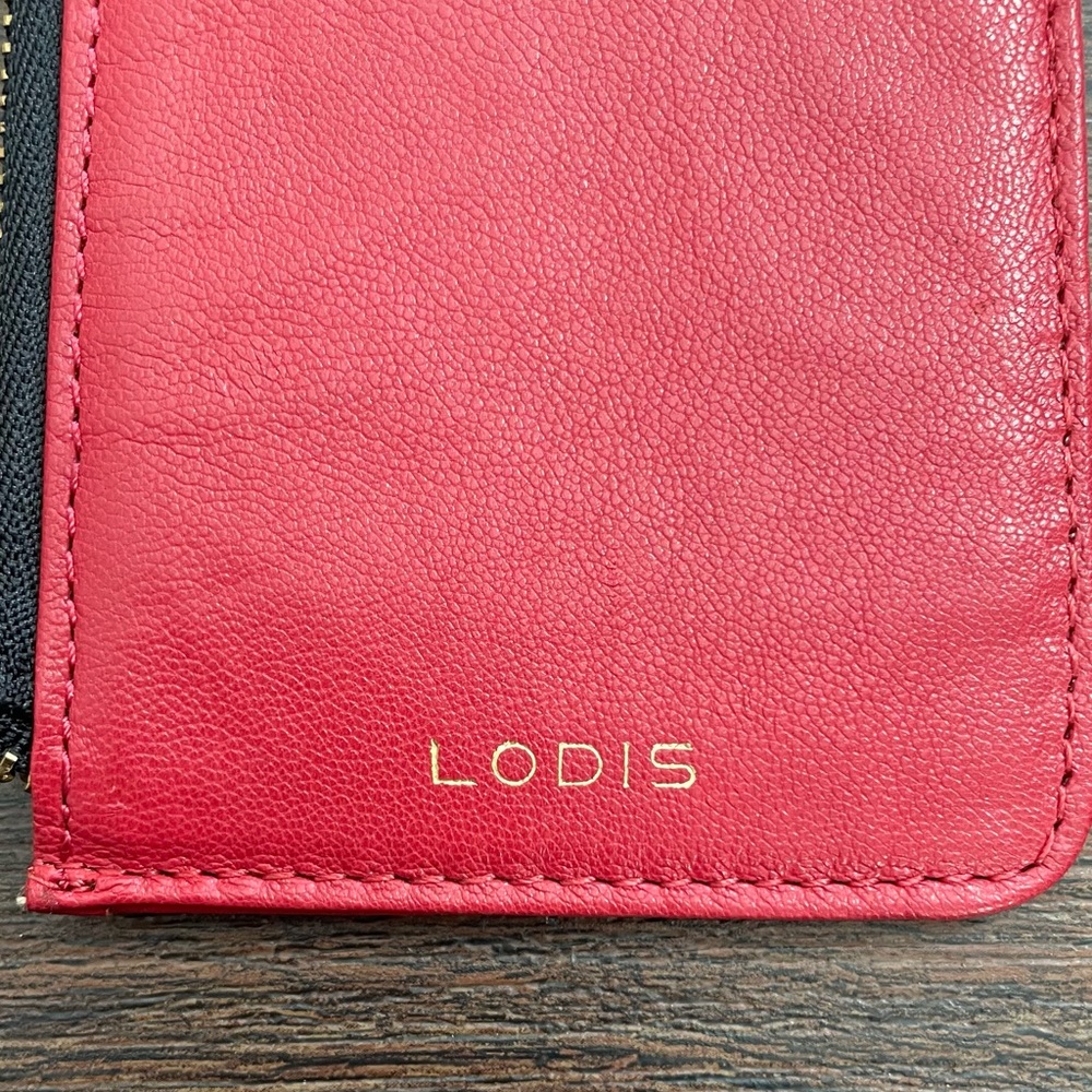Lodis Women’s Catalina Card Case Wallet Red Genuine Leather - Picture 2 of 11